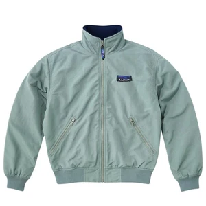 Vtg L.L. Bean Three-Season Bomber Jacket Mens M Green Fleece Lined Full-Zip USA - Picture 1 of 20
