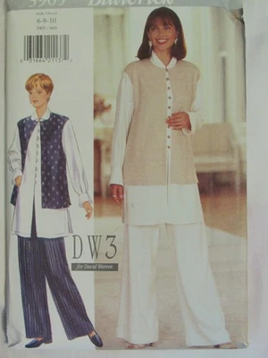 OOP BUTTERICK 3905 Misses Shirt w/Contrasting Overlay & Pants PATTERN 6-8-10 UC - Image 1 of 4