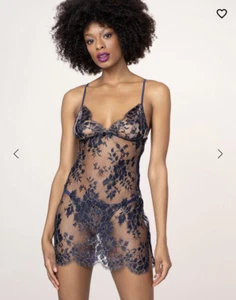 Agent Provocateur Mimosa Navy Lace Slip Lingerie Blue NWT Size 8 $1695 Chemise S - Picture 1 of 5