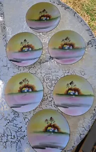 Vintage Chikaramachi Hand Painted Plates Japan Set Of 6 Unique Rare - Picture 1 of 4