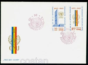 1965 United Nations,ONU,UNO,20th Anniv,New York Building,Flag,Romania,M.2375,FDC - Picture 1 of 1