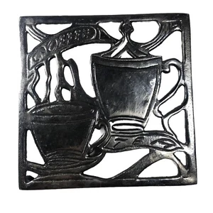 Pewter Coffee Tea Trivet with 4 rubber feet 7.5” by 7.5” and 5/8” height - Picture 1 of 13