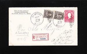 Slayton MN Registered 1907 Bureau 2x8c NY Registry Switzerland Cover 2c PSE 2t - Picture 1 of 5