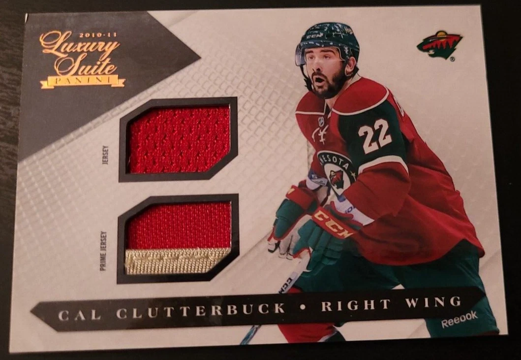 CAL CLUTTERBUCK 2010-11 PANINI LUXURY SUITE DUAL GAME USED PRIME JERSEY /150 #35