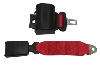 FORKLIFT SEAT LAP BELT 45" + ROD 8" LONG RETRACTABLE CONFORM ECER16 CS011 RED