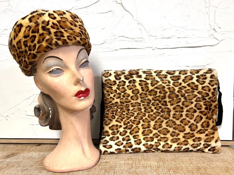 Vintage 30er 40er Jahre Fell Hand Muff Handtasche passende Mütze kein Kaninchen groß - Bild 1 von 4