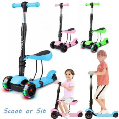 3-in-1 LED Kinderroller Scooter Cityroller Kickroller mit Sitz Höheverstellbare - Bild 1 von 4