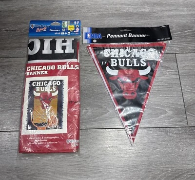 Banner de 28 x 42 pulgadas de los Chicago Bulls + Banderín de 12 pies Banderín Oficial NBA Wincraft Foto 1 de 4