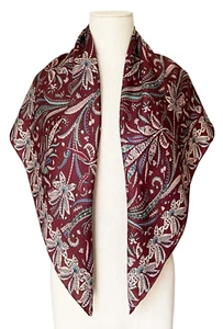LIBERTY of LONDON Silk Twill Scarf Burgundy Floral Paisley 34" Square Vintage - Picture 1 of 7