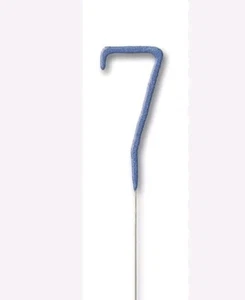 einzigartige Partykerzen Unikat blau Zahl 7 Tortenwunderze - Bild 1 von 1