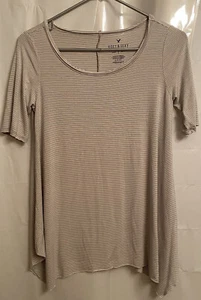 American Eagle Soft & Sexy Flowy Tee, Women’s Size Small, Gray Stripes - Picture 1 of 4