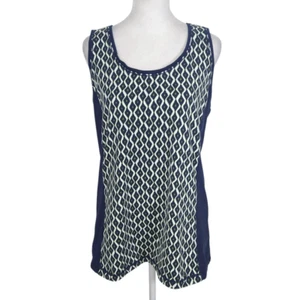 Chico's Zenergy Navy and Green Print Tank Top Size Large Navy Activewear Tank - Picture 1 of 9