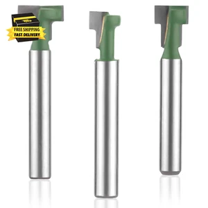 3-teiliges Schlüsselloch-Fräser-Set, 1/4 Zoll Schaft T-Nutfräser-Set Router-Bits, Klinge - Bild 1 von 7