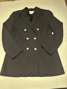 Vintage Spiegel Jacket Women 14 Black Double Breasted Long Blazer - Picture 1 of 12