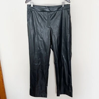 Alexia Admor Black Faux Leather Pants High Rise Wide Leg Trousers Size 12 Formal - Image 1 of 4