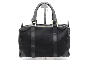 Vintage CELINE C Macadam Mini Boston Bag Horse Carrage Canvas Black Authentic - Picture 1 of 11