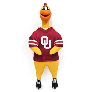 OKLAHOMA SOONERS GOMA POLLO PERRO MASCOTA JUGUETE con CLUCKER - Imagen 1 de 2