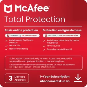 McAfee Total Protection 2025 | 3 Device | Direct from McAfee | Same Day Delivery - Picture 1 of 8