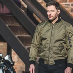 Spada Air Force One CE Motorcycle Scooter Jacket Bomber Jacket Olive Green - Picture 1 of 4