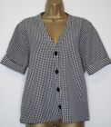 NEW LOOK BLACK WHITE GINGHAM CHECK BUTTON BLOUSE TOP SIZE 16 TURN UP SLEEVES