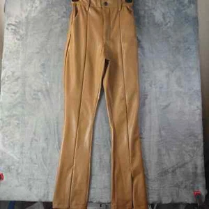 Abercrombie & Fitch pants curve love The Skinny Ultra High Rise tan Faux leather - Picture 1 of 11