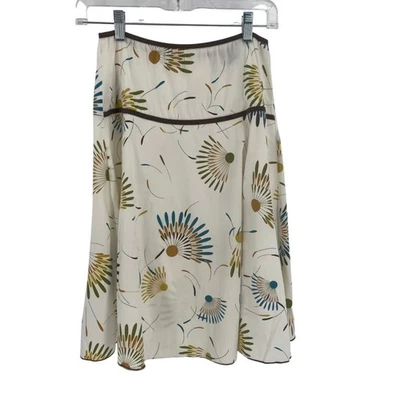 JKLA white floral skirt size M Made in USA vintage white brown - Image 1 of 4