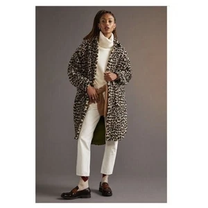 Anthropologie Pilcro Leopard Sherpa Duster Jacket - Picture 1 of 9