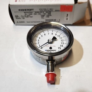 NEW Ashcroft 25-1009-SW-01L-15#-X6B Gauge 2.5" SS 1/8 NPT 15# Cleaned for Oxygen - Picture 1 of 1