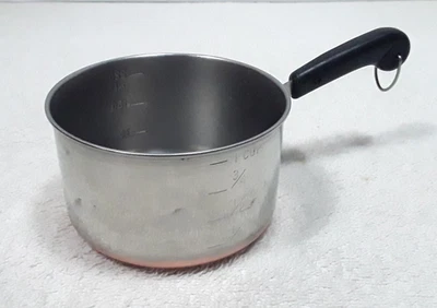 Vaso aquecedor de leite vintage Revere Ware 1 xícara de medição fundo de cobre manteiga derretida - Imagem 1 de 4