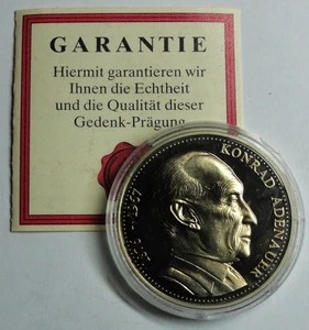 Medaille Konrad Adenauer 'Deutschland Einig Vaterland' PP mit Kapsel, Zertifikat - Picture 1 of 11