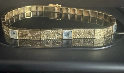 PULSERA TENIS MUJER ORO AMARILLO 14K CORTE PRINCESA AGUAMARINA ESTADO DIARIO Foto 1 de 4