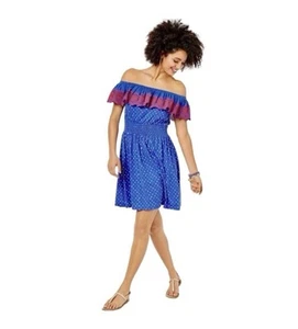 Abito Lilly Pulitzer Kalama Off-The-Shoulder Smock Ricamato M Nuovo senza etichette - Foto 1 di 8