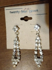 24/7 Braut Ohrring Hänger Tropfen Facette klar Kristall Abschlussball Hochzeit 2" Festzug NEU - Bild 1 von 8