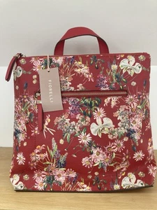FIORELLI MEDIUM FINLEY (LAPTOP) RED FLORAL BACKPACK RUCKSACK - NEW WITH TAGS - Picture 1 of 19