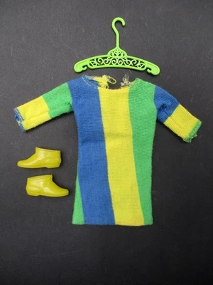 De colección 1967 Mattel Twiggy Original Conjunto Rayas Vestido Botas Amarillas (Barbie) Foto 1 de 4