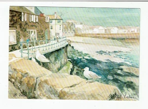 CORNWALL POSTKARTE KUNSTKARTE VON MOLLIE FISHER WESTCOTTS QUAY ST. IVES. - Bild 1 von 1