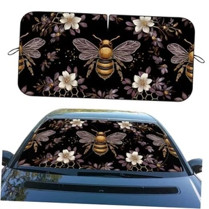Auto Windschutzscheibe Sonnenschutz, klappbar, Dark Fantasy Blumen 59"L x 31,5"B B Bienen - Bild 1 von 7