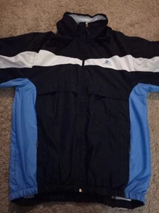 Vintage Starter Windbreaker Jacke Gr. Medium Farbblock Roll Kapuze Reißverschluss Schlitze - Bild 1 von 21
