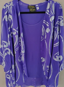 Bob Mackie 1X Dunkellila 2-teiliges Tank mit offener Jacke Top Zustand - Bild 1 von 4