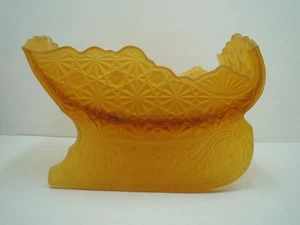 Fenton Glass Sleigh Frosted Amber Button and Bows VERY OLD RARE - Picture 1 of 10