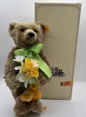 VTG Steiff Daphne Mohair Bear Flowers Duckling Orig Tag Box Growler 665684 14” - Image 1 of 4