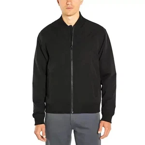 Nueva Chaqueta Bomber Banana Republic Para Hombre L Negra Poliéster Cremallera Completa Cuello Simulado - Imagen 1 de 11
