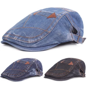 Berretti Uomo Cappelli Denim Modello Elegante Cappello Newsboy Regolabile Guida Golf Cap - Foto 1 di 8