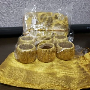 NWT Always Elegant Gold  Beaded Napkins Rings  2,5" Set of 6 - Picture 1 of 13