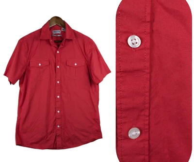 Camisa Claiborne Western Hombre Mediana Roja Calce Ajustado Elastizada Bolsillo en el Pecho Con Botones Foto 1 de 4