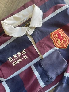 *RARE* RUGBY by Ralph Lauren Sz M Vintage Slim Fit Blue White Maroon #2 Rugged - Picture 1 of 11
