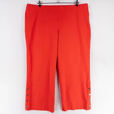 Pantalones Isaac Mizrahi Live Talla 28W Rojo Pierna Ancha Pull On Elástico Botón Tobillos Foto 1 de 4