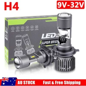 2X RHD H4 9003 Bi-LED Projector Lens Globe Headlight Bulbs Hi/Lo Retrofit 100W - Picture 1 of 12
