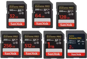 Sandisk SD Extreme Pro 200MB/s Flash Memory Card 512GB 1TB 2TB - Photo 1/5