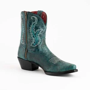 Botines de cuero Ferrini Molly para mujer hechos a mano verde azulado - Imagen 1 de 7